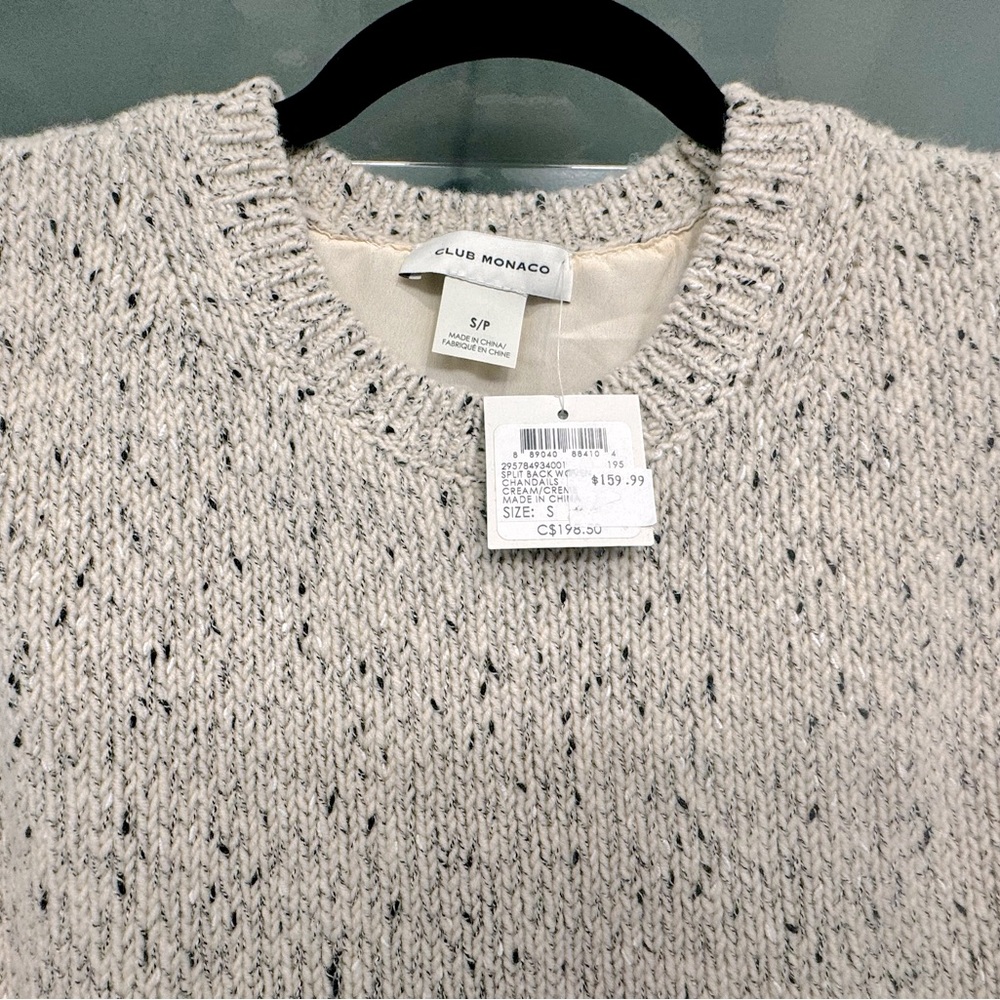 Club Monaco Split-Back Woven Sweater, Size S - Picture 2 of 3